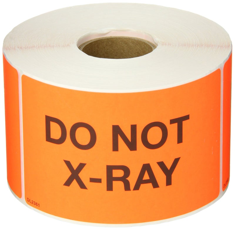 Tape Logic Aviditi Tape Logic 3"" x 5"" ""Do Not X_Ray"" Fluorescent Red Warning Sticker  for Shipping  Handling  Packing  and Moving (1 Roll of 500 Labels) - Image 1